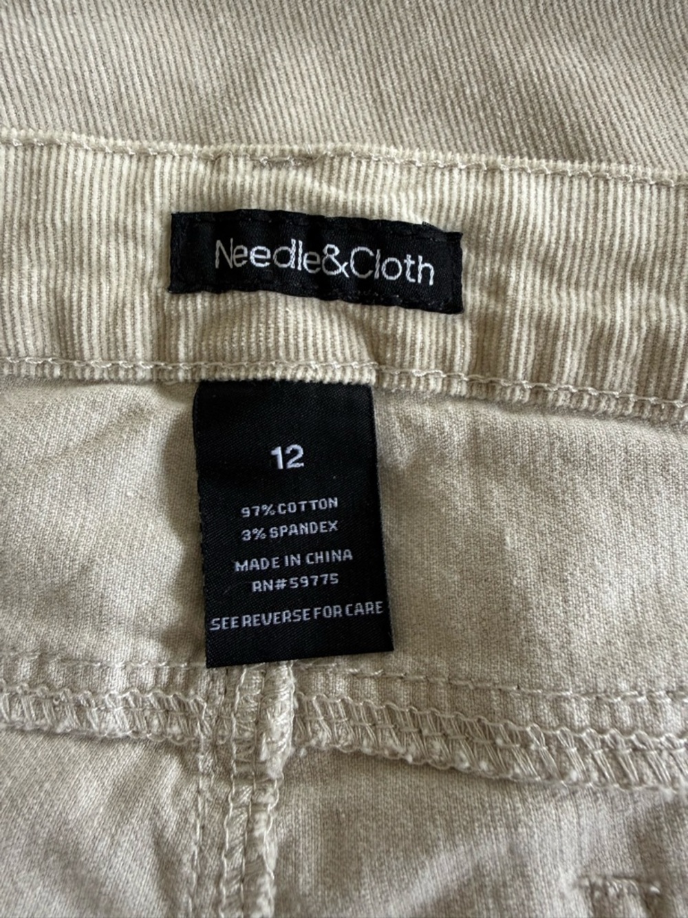 Needle & Cloth Tan Fine-Wale Corduroy Mid-Rise Skinny Ankle Pants Gorpcore - Picture 4 of 9